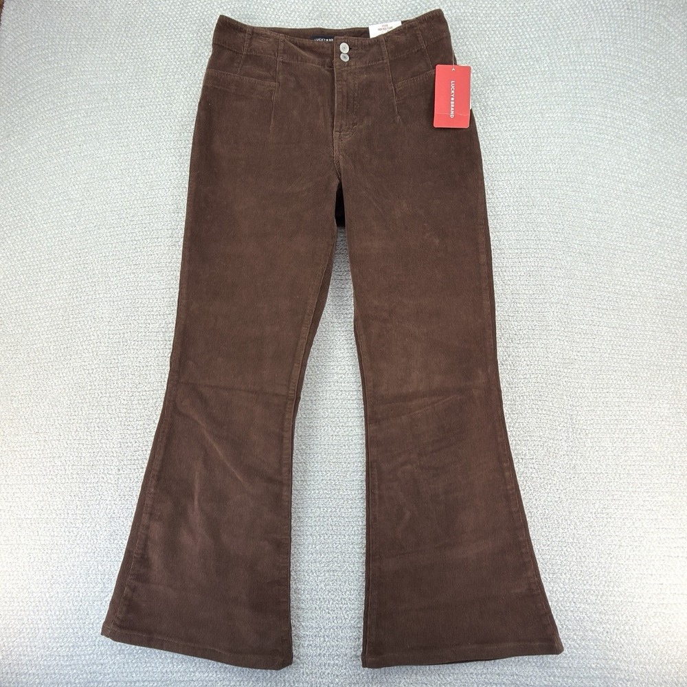 Lucky Brand Corduroy Pants Women's Size 12/31 Walnut Stevie High-Rise Flare‎